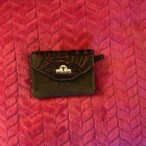 American Bison Tooled Leather Wallet in Brown